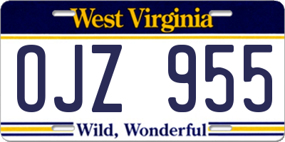 WV license plate OJZ955