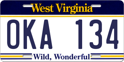WV license plate OKA134