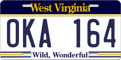 WV license plate OKA164
