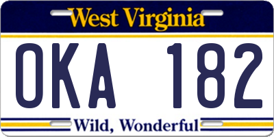 WV license plate OKA182