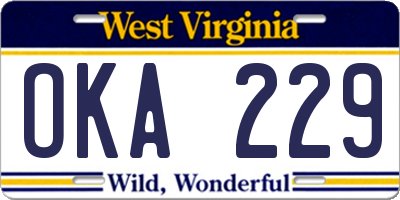 WV license plate OKA229