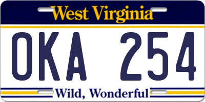 WV license plate OKA254