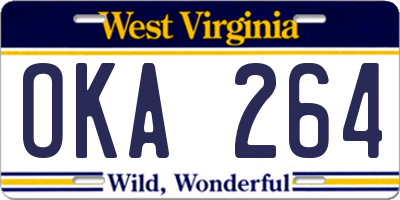 WV license plate OKA264