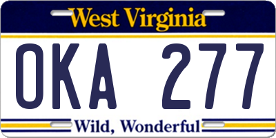 WV license plate OKA277