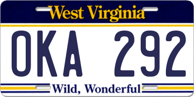 WV license plate OKA292