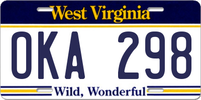 WV license plate OKA298