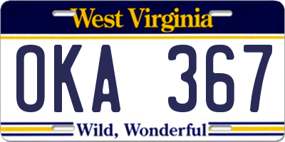 WV license plate OKA367
