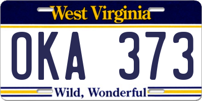 WV license plate OKA373
