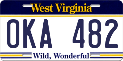 WV license plate OKA482