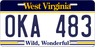 WV license plate OKA483