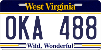 WV license plate OKA488