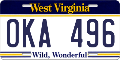 WV license plate OKA496