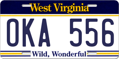 WV license plate OKA556