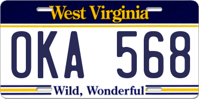 WV license plate OKA568