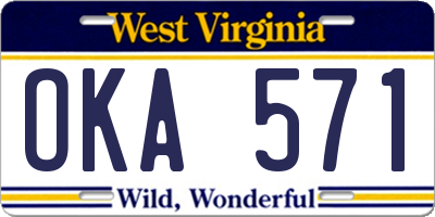WV license plate OKA571