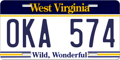 WV license plate OKA574