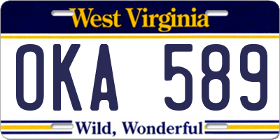 WV license plate OKA589
