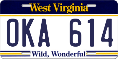 WV license plate OKA614