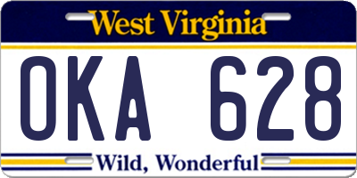 WV license plate OKA628
