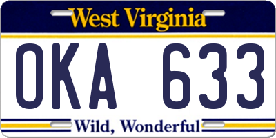 WV license plate OKA633