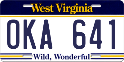 WV license plate OKA641