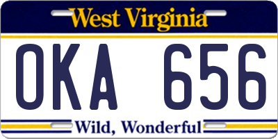 WV license plate OKA656
