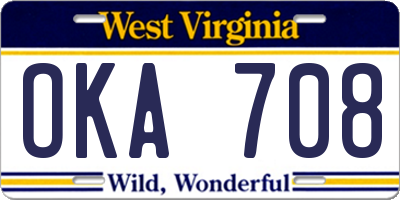 WV license plate OKA708
