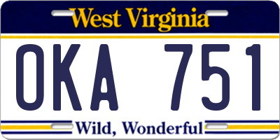 WV license plate OKA751