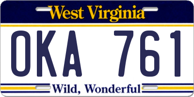 WV license plate OKA761