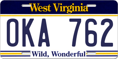 WV license plate OKA762