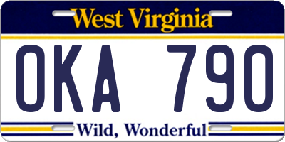 WV license plate OKA790