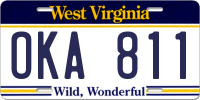 WV license plate OKA811