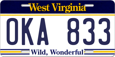 WV license plate OKA833
