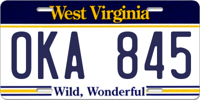 WV license plate OKA845