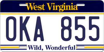 WV license plate OKA855