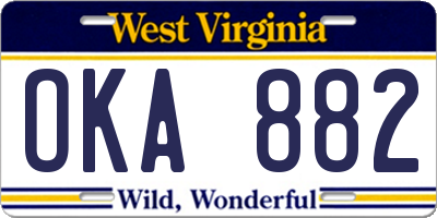 WV license plate OKA882