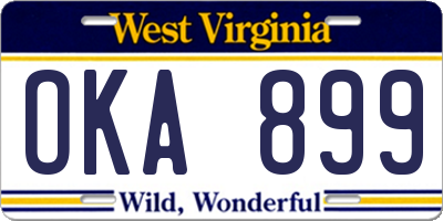 WV license plate OKA899