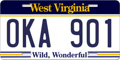 WV license plate OKA901