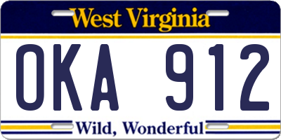WV license plate OKA912