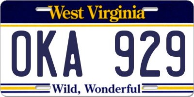 WV license plate OKA929