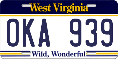 WV license plate OKA939