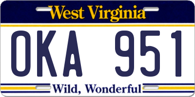 WV license plate OKA951