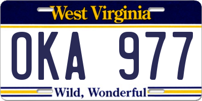 WV license plate OKA977