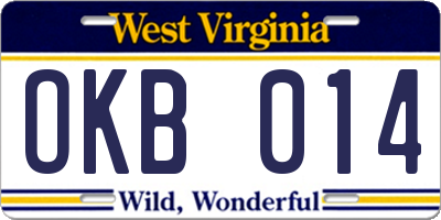 WV license plate OKB014