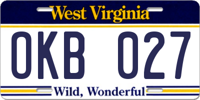 WV license plate OKB027