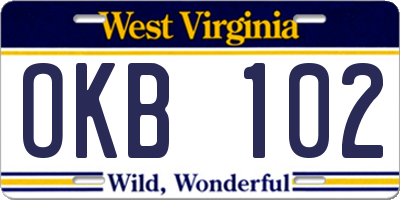 WV license plate OKB102
