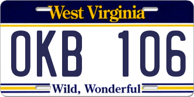 WV license plate OKB106