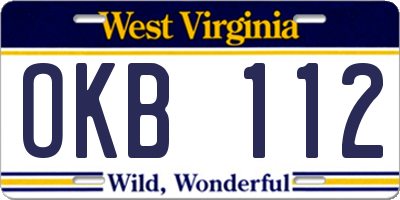 WV license plate OKB112