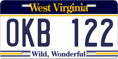 WV license plate OKB122