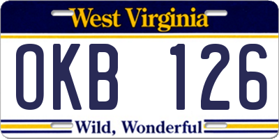 WV license plate OKB126